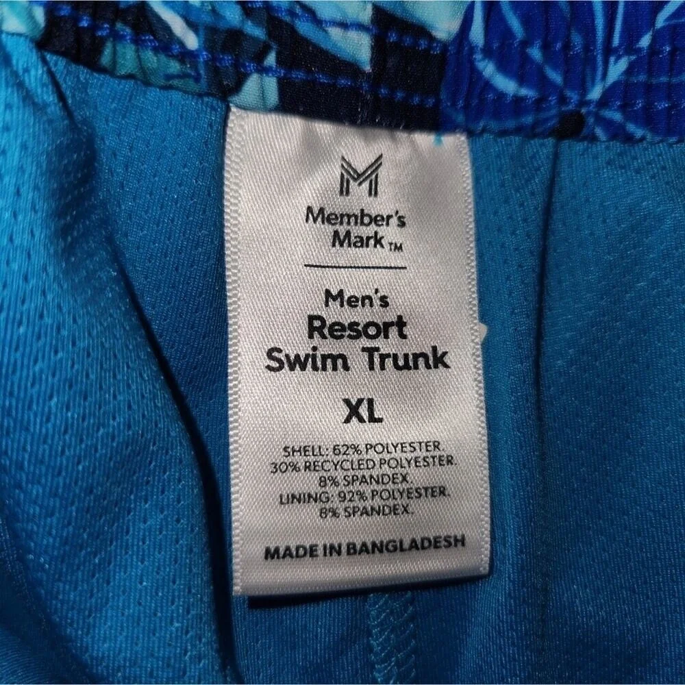 Member's Mark Men's Resort Swim‎ Trunk Flamingo Tropical Leaf Print XL